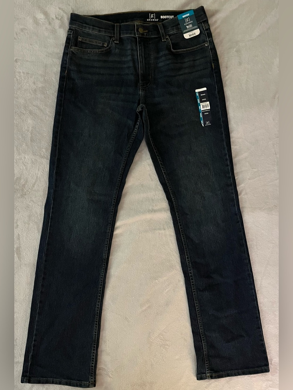 NWT George Men's Bootcut Stretch Jeans 34x34 Dark Wash Denim 5-Pocket New